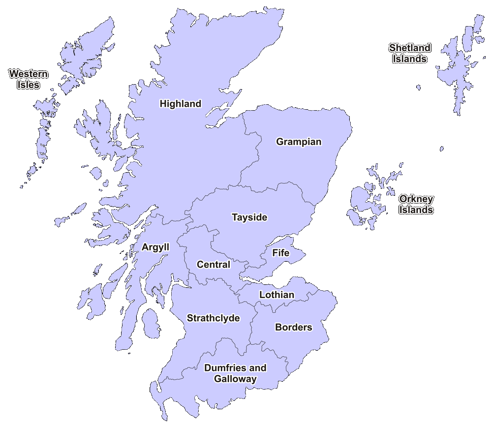 Regions Of Scotland Map